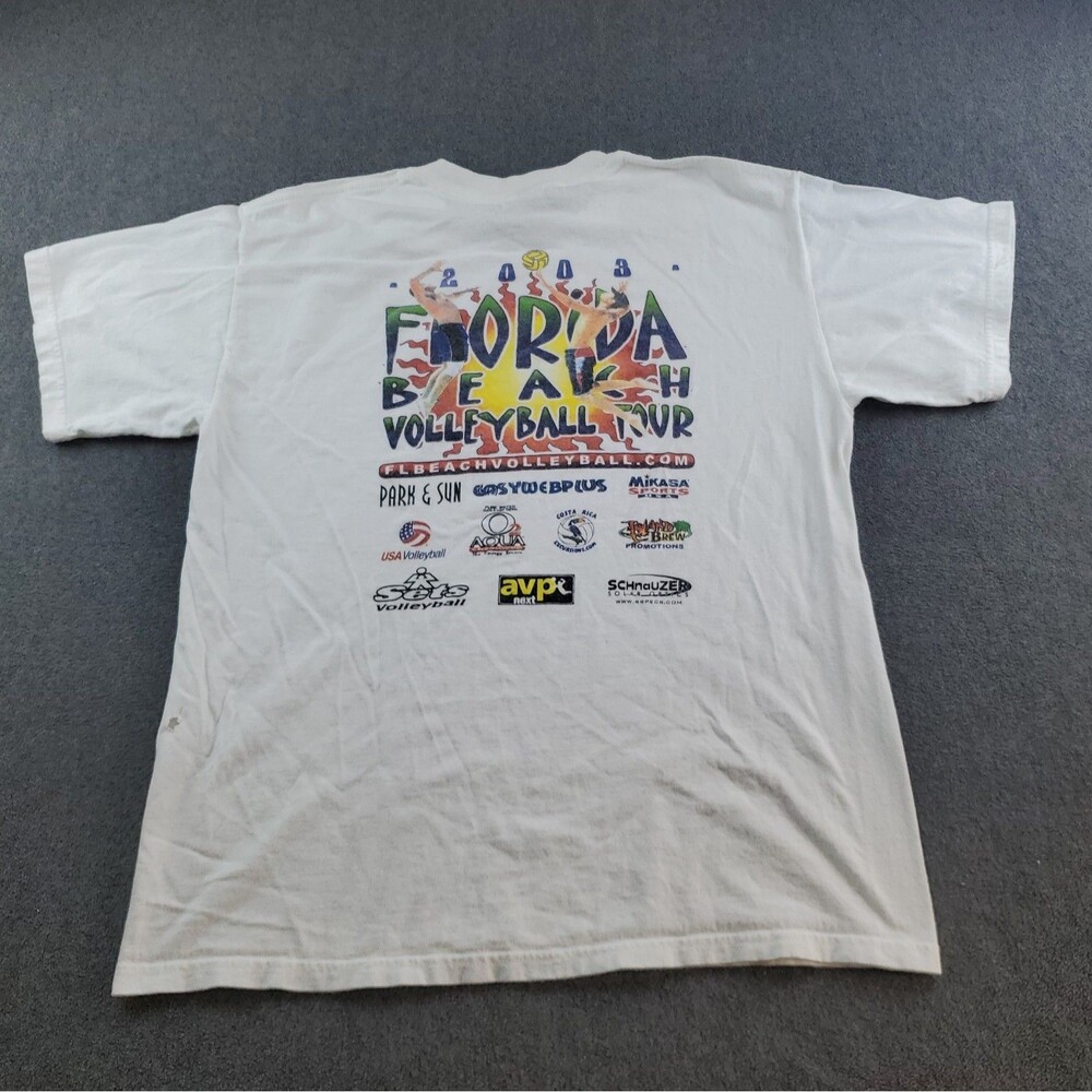 vintage 2003 Florida Beach Volleyball Tour tshirt Men's Size Large White Gildan